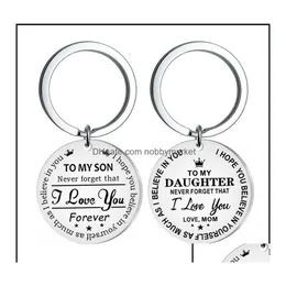Key Rings Jewelry I Love You Keychain Inspire My Son Daughter Keyring Bag Hangs Ring Fashion Letter Keychains Drop Delivery 2021 Dhunw