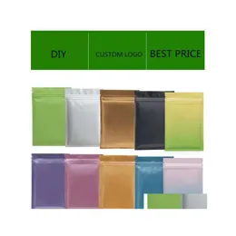 Paketleme torbaları 4 Boyutlar 200 adet Matt Renk Yeniden Yerleştirilebilir Zip Mylar Çanta Gıda Depolama Alüminyum Folyo Plastik Koku Koşulu Koruma Dr DH2D6