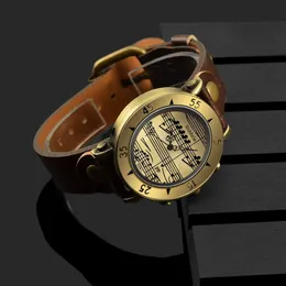 Zegarek zegarek skórzane zegarki na okrągłe złotą tarczę mężczyzn unisex kwarc na rękę relojes para mujer