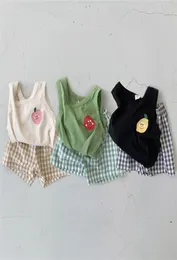 Facejoyous Summer Toddler Boys Clothes Set Soft Sleeveless Vest Tops Plaid Pp Shorts Baby Girls Clothing Suit 2107277398898