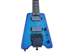 LVYBEST BULE BODY HEADLESS Electric Guitar med Rosewood Fretboard, svart hårdvara, tillhandahåller anpassade tjänster