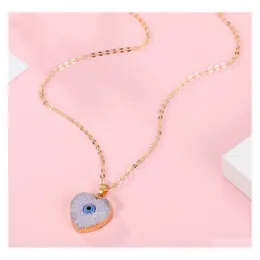 Pendant Necklaces Fashion Jewelry Evil Eye Necklace Resin Love Heart Round Blue Eyes Pedant Drop Delivery Pendants Dhfkh