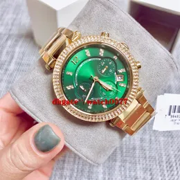 Nuovo MK6263 MK6418 MK6265 MK6140 orologio da donna con cinturino in oro con quadrante cronografo verde 6418 6265 6263 6140192O