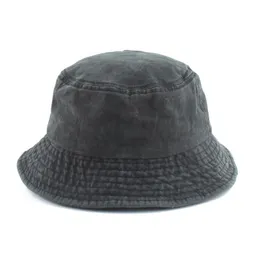 Cloches Washed Cotton Black Bucket Hat Men Panama Summer Denim Boonie UV Sun Protection Hiking Fishing Bob Chapeau1