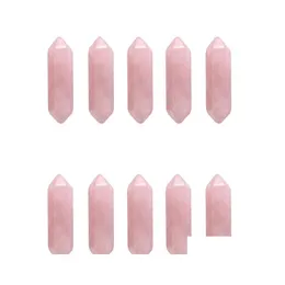 Arts And Crafts Natural Stone Hexagonal Pillar Charms Point Amethyst Rose Quartz Opal Pendants For Jewelry Making Diy Necklace Earri Dhtp5