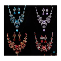 Jeias de casamento Women Bling Bling Crystal Bridal Set Sier Diamond Demons Declarent Brincos Dangle Grides para Bride Damasids Acessorie Dhgaq