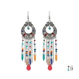 Dangle Chandelier Bohemian Fashion Jewelry Circar hollow out Earring Besd Water Drop Long Tassel Delivery DH2JS