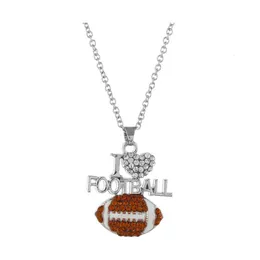 Pendanthalsband Fashion Football Sports for Women Crystal I Love Basketball Volleyball Letter Chains smycken i BK Drop Delivery PE OTB17