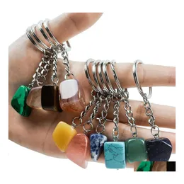 Nyckelringar Fashion Irregar Stone Pendant Keychain Healing Pink Crystal Chains Accessories Drop Leverans smycken DHWRV