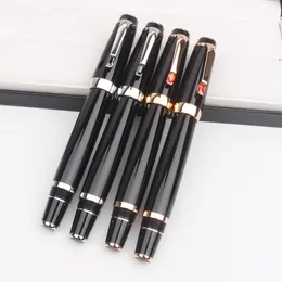 Bohe Black Resin Rollerball Pen Luxury Design Ink Fountain Pens Inlay Crystal in Clip Office Suppliesステーショナリージェル