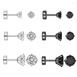 Orecchini a lobo Coppie 18g Acciaio inossidabile Rotondo Cubic Zirconia Vite piatta Indietro Piccola cartilagine Orecchini per trago SetStudStud Effi22