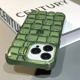 Luxushüllen 3D Weave Grid Ice Cube Candy Color Transparente Handyhülle für iPhone 14 13 11 12 Pro Max XS XR X Weiche stoßfeste Silikonhülle