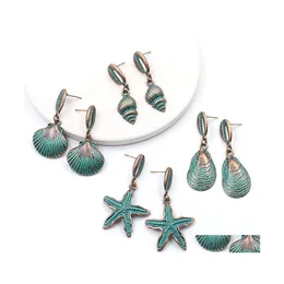 Dangle Chandelier Europe Fashion Jewelry Womens Sea Wind Shell Pattern Earring Lady Stud Earrings Drop Delivery DHNN3