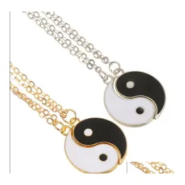Hänge halsband mode vänder svart vitverk tai chi skvaller halsband älskare 2 st/set drop leverans smycken hängen dhr5a