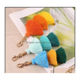 Nyckelringar smycken kvinnor Colorf Mti Layer Tassel Bag Keychain Handmade Charm Ring hänger Fashion Will och Sandy Gift Drop Delivery 2021 DHRM7