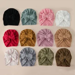 Baby Turban Infant Ribbon Girls Bow Hat Winter Warm Elastic Child Newborn Soft Head Wraps Girl Accessory Cap Bow Hat 1425