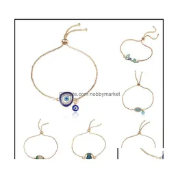 Braccialetti con ciondoli Gioielli Turchia Blue Evil Eye Per donna Uomo Buona fortuna Mano di Hamsa Elefante Lettera d'amore Catene regolabili Braccialetto Fashio Dhzg1