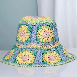 Wide Brim Hats Summer Sun Beach Panama Straw Hat Folded Crochet Leisure Holiday Raffia Cap Visors HatWideWide Davi22