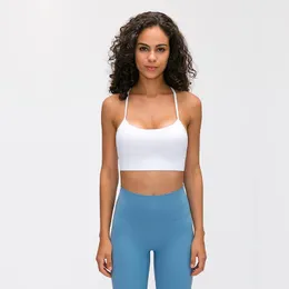 Gymkläder som kör sport Underkläder Pure Color Women Sexig Y-formad Back Sockproof Gathering Yoga Bra