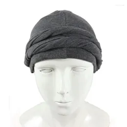 Береты Для мужчин тюрбан HeadWrap HaloTurban Durag Comfy Chemo Hat атласная подкладка платок мусульманский хиджаб