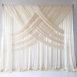 Party Decoration 3m H X3m W 1 Piece Cream Cross Drapes Ice Silk Curtain Wedding Backdrop