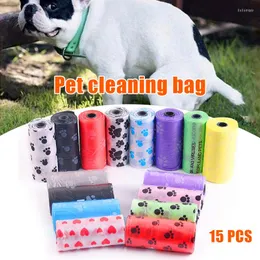 Dog Car Seat Covers Print Pet Waste Bag 15pcs/Roll 6x2.5cm Strong Load-bearing Carriers Outdoor Travel Kitchen Garbage