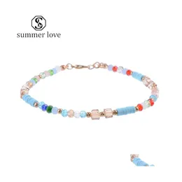 Anklets Fashion Colorf Crystal Bead for Women Sandals Foot Anklet Bracelet Bohemia Summer Beach Charm Jewelry Gifty Drop Droviour Dhihw