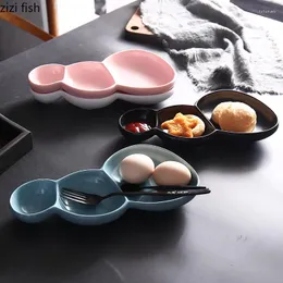 Plates Creative 3 Grid Dessert Plate Home Breakfast Tableware Set Fruit Platter Bread Fries Salad Kitchen Utensils Porcelain