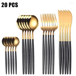 Dinnerware Sets Christmas Gold Cutlery Golden Spoons Forks Knives Set Stainless Steel Knife Fork Coffee Spoon Mirror