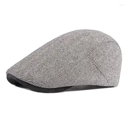 Berets Striped Beret Hat Casual Fashion Women Flat Cap British Style Men Ivy Outdoor Sports Sboy Vintage Duckbill Visor