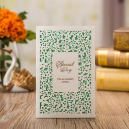 بطاقات المعايدة 50pcs/Pack Hollow Floral Favors Laser Cut Wedding Prestation with Inside Page Trasleizable Business Party