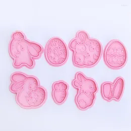 Stampi da forno Taglierina per biscotti in plastica pasquale Cartone animato 3D Uova di carota Biscotto fondente Stampi per goffratura Strumento per decorare la torta
