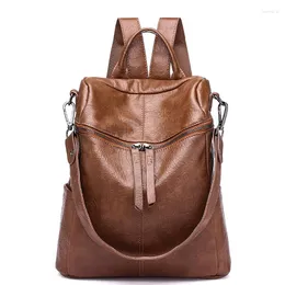 School Bags Korean Backpack Women The Wild Fashion Shoulder Travel Backack Bag Waterproof Leisure PU Leather Backpacks Black