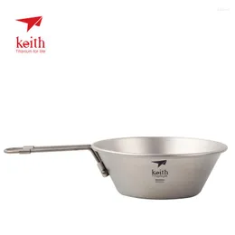 Bowls Keith Healthy Titanium Foldable Handle Bowl Kitchen Tableware Fruit Salad Noodle Rice Container Hanging Up 300ml