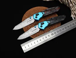 Nóż składany Benchmade 945-221 AXIS Ostrze ze stali damasceńskiej Aluminiowe rękojeści z włókna węglowego BM 940 BM940 535 537 Noże EDC