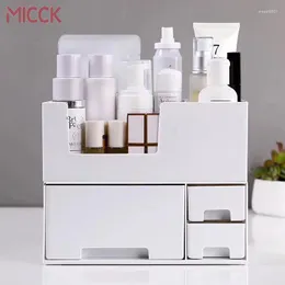 Aufbewahrungsboxen MICCK Doppelschichtiger Desktop-Make-up-Organizer Frauen Schublade Kosmetikbox Schmuck Lippenstift Badezimmer