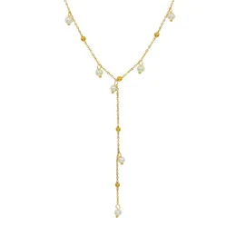 Correntes Chegada 316L Aço inoxidável Dainty Pearl Drop Drop Waterwater Dangle Chain Long for Women Girl Jewelry