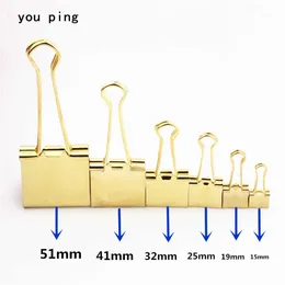 15mm 19mm 25mm 32mm 41mm 51mm Goldene Metall Klemme Papier Binder Clips Lesezeichen Memo Clip Student Schule Bürobedarf