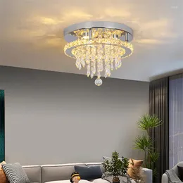 Avizeler krom floş montaj ışık modern kristal avize tavan lambası luminarias yemek odası plafon led lamparas techo nordica