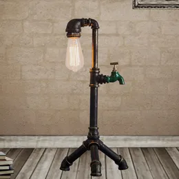 Table Lamps American Industrial Steam Punk Light Restaurant Study Cafe Desktop Water Pipe Iron Desk Lamp Loft Vintage