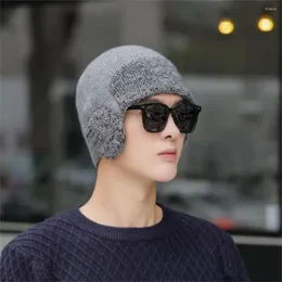 Berets Men Hat Knitting Pitcated Pitcated ، حافظ على دافئة شتاء قبعة قبعة مضادة للانزلاق من أجل الجد