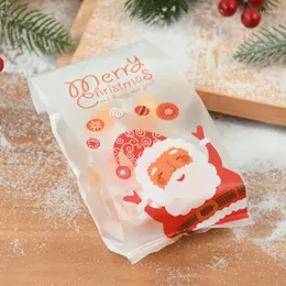 ギフトラップ25pcsサンタクロースメリークリスマスプラスチックギフトバッグキャンディークッキーベーキングパッケージバッグクリスマスイヤー用品