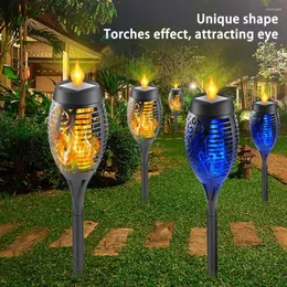 4pcs torce solari lampada 96led sensore decorativo effetto fiamma realistica luce prato luci per arredamento cortile giardino esterno