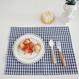 Tapetes de mesa de algodão xadrez placemats ins para jantar impresso tapete pogal adereços decoração de casa