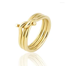 Eheringe Drei Kreise Knotenform Für Frauen Titan Stahl Gold Farbe Ring Modeschmuck Großhandel Freund Geschenke Anillos Mujer