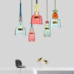 ペンダントランプインダストリアル7color Glass Lights Children's Room Retro Hange Lamp Lustres Pendentes Decor Home Modern