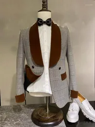 Męskie garnitury Blazers 2023 Modna ślub mężczyzn Plaid Shawl kołek Formalny Slim Fit Party Luksusowy klasyczny Man Business Performance gospodarz BL