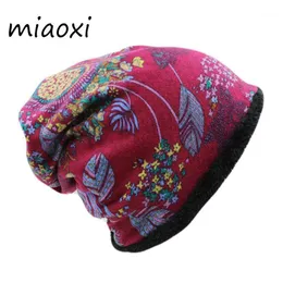 Beanies Beanie/Skull Caps Miaoxi Fashion Women Winter Hat Memale Warm Cap Scarf Two Poute Hip Hop Girl's autunt Spring Tick Brand Wool