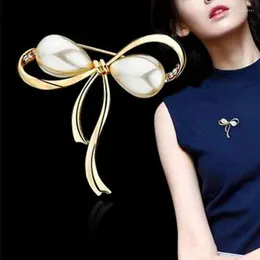 Broscher båge strass imitation pärlor brosch stift för kvinnor vintage stora broscher mode smycken eleganta tillbehör gåva
