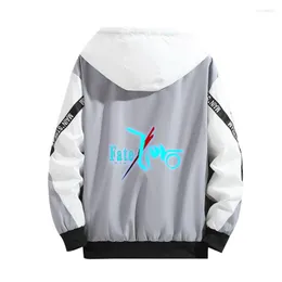 Erkek Hoodies Yaz FGO Kaderi Sıfır Cosplay Rol Gilgamesh Saber Komutu Büyü Aydınlık Baskı Fermuar Kat Siyah Kırmızı Mavi İnce Ceket